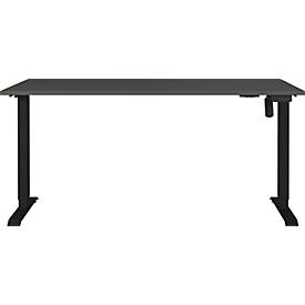 Schreibtisch Monaco, elektrisch höhenverstellbar, Rechteck, T-Fuß, Memorybedienpanel, B 1600 x T 800 x H 720-1190 mm, graphit/schwarz