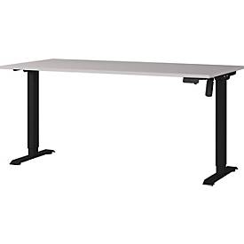 Schreibtisch Monaco, elektrisch höhenverstellbar, Rechteck, T-Fuß, Memorybedienpanel, B 1600 x T 800 x H 720-1190 mm, kaschmir/schwarz