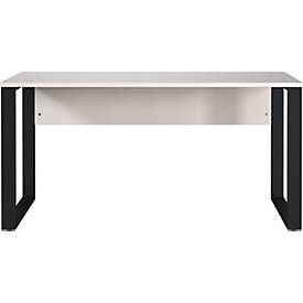 Schreibtisch Monaco, Rechteck, Bügelfuß, mit Blende, B 1500 x T 600 x H 740 mm, kaschmir/schwarz
