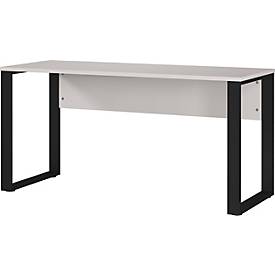 Schreibtisch Monaco, Rechteck, Bügelfuß, mit Blende, B 1500 x T 600 x H 740 mm, kaschmir/schwarz