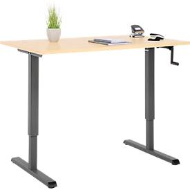 Schreibtisch Multiflex, manuell höhenverstellbar mit Kurbel, B 1200 x T 800 x H 700-1180 mm, Ahorn/anthrazit