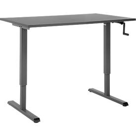 Schreibtisch Multiflex, manuell höhenverstellbar mit Kurbel, B 1200 x T 800 x H 700-1180 mm, graphit/anthrazit