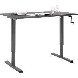 Schreibtisch Multiflex, manuell höhenverstellbar mit Kurbel, B 1200 x T 800 x H 700-1180 mm, graphit/anthrazit