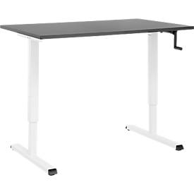 Schreibtisch Multiflex, manuell höhenverstellbar mit Kurbel, B 1200 x T 800 x H 700-1180 mm, graphit/weiß