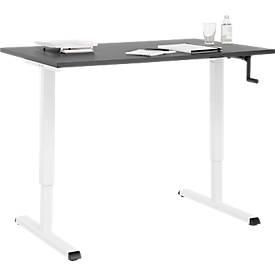 Schreibtisch Multiflex, manuell höhenverstellbar mit Kurbel, B 1200 x T 800 x H 700-1180 mm, graphit/weiß
