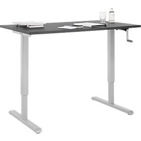 Schreibtisch Multiflex, manuell höhenverstellbar mit Kurbel, B 1200 x T 800 x H 700-1180 mm, graphit/weißalu