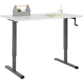 Schreibtisch Multiflex, manuell höhenverstellbar mit Kurbel, B 1200 x T 800 x H 700-1180 mm, lichtgrau/anthrazit