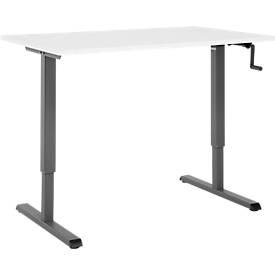 Schreibtisch Multiflex, manuell höhenverstellbar mit Kurbel, B 1200 x T 800 x H 700-1180 mm, weiß/anthrazit