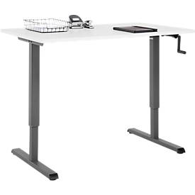 Schreibtisch Multiflex, manuell höhenverstellbar mit Kurbel, B 1200 x T 800 x H 700-1180 mm, weiß/anthrazit