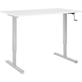 Schreibtisch Multiflex, manuell höhenverstellbar mit Kurbel, B 1200 x T 800 x H 700-1180 mm, weiß/weißalu
