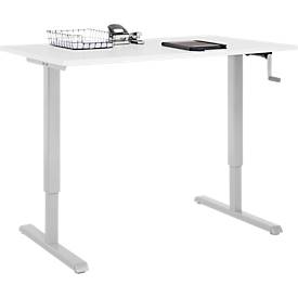 Schreibtisch Multiflex, manuell höhenverstellbar mit Kurbel, B 1200 x T 800 x H 700-1180 mm, weiß/weißalu