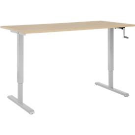 Schreibtisch Multiflex, manuell höhenverstellbar mit Kurbel, B 1600 x T 800 x H 700-1180 mm, Eiche/weißalu