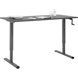 Schreibtisch Multiflex, manuell höhenverstellbar mit Kurbel, B 1600 x T 800 x H 700-1180 mm, graphit/anthrazit