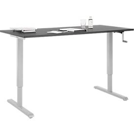 Schreibtisch Multiflex, manuell höhenverstellbar mit Kurbel, B 1600 x T 800 x H 700-1180 mm, graphit/weißalu
