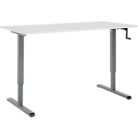 Schreibtisch Multiflex, manuell höhenverstellbar mit Kurbel, B 1600 x T 800 x H 700-1180 mm, lichtgrau/anthrazit