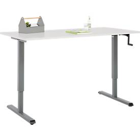 Schreibtisch Multiflex, manuell höhenverstellbar mit Kurbel, B 1600 x T 800 x H 700-1180 mm, lichtgrau/anthrazit