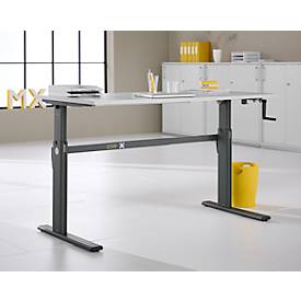 Schreibtisch Multiflex, manuell höhenverstellbar mit Kurbel, B 1600 x T 800 x H 700-1180 mm, lichtgrau/anthrazit