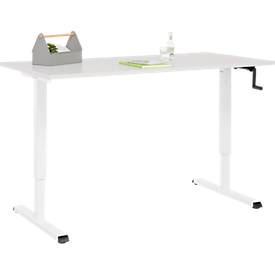 Schreibtisch Multiflex, manuell höhenverstellbar mit Kurbel, B 1600 x T 800 x H 700-1180 mm, lichtgrau/weiß