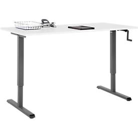 Schreibtisch Multiflex, manuell höhenverstellbar mit Kurbel, B 1600 x T 800 x H 700-1180 mm, weiß/anthrazit