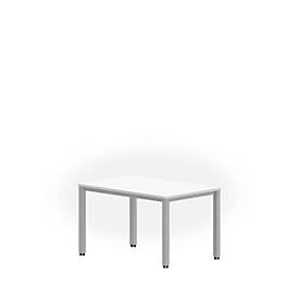 Schreibtisch NEVADA, 4-Fuß, Rechteck, Quadratrohr, B 1200 x T 800 x H 740 mm, weiß/alusilber 