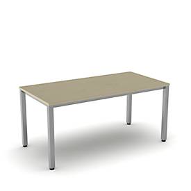 Schreibtisch NEVADA, 4-Fuß, Rechteck, Quadratrohr, B 1600 x T 800 x H 740 mm, Ahorn/alusilber