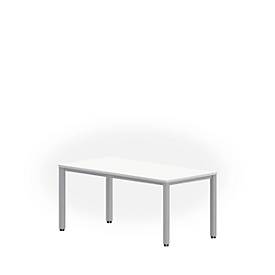 Schreibtisch NEVADA, 4-Fuß, Rechteck, Quadratrohr, B 1600 x T 800 x H 740 mm, weiß/alusilber 