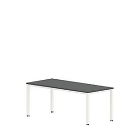 Schreibtisch NEVADA, 4-Fuß, Rechteck, Quadratrohr, B 1800 x T 800 x H 740 mm, dunkelgrau/weiß 