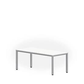Schreibtisch NEVADA, 4-Fuß, Rechteck, Quadratrohr, B 1800 x T 800 x H 740 mm, weiß/alusilber 