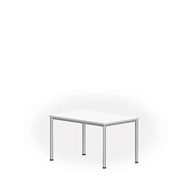 Schreibtisch NEVADA, 4-Fuß, Rechteck, Rundrohr, B 1200 x T 800 x H 740 mm, weiß/alusilber 