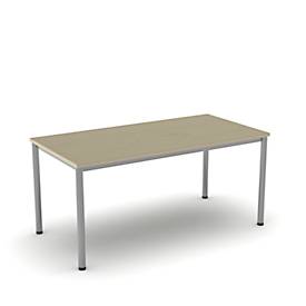 Schreibtisch NEVADA, 4-Fuß, Rechteck, Rundrohr, B 1600 x T 800 x H 720 mm, Ahorn/alusilber