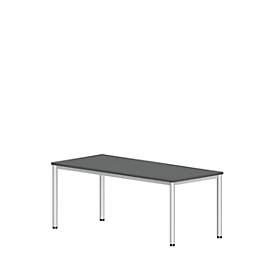 Schreibtisch NEVADA, 4-Fuß, Rechteck, Rundrohr, B 1800 x T 800 x H 740 mm, dunkelgrau/weiß 