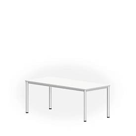 Schreibtisch NEVADA, 4-Fuß, Rechteck, Rundrohr, B 1800 x T 800 x H 740 mm, weiß/alusilber 