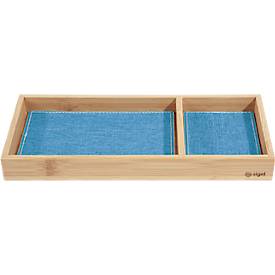 Schreibtisch Organizer Sigel Eyestyle, rechteckig, 2 Fächer, Textileinlagen aus Recycling PET, hellblau/dunkelgrau, B 24