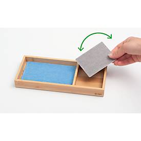 Schreibtisch Organizer Sigel Eyestyle, rechteckig, 2 Fächer, Textileinlagen aus Recycling PET, hellblau/dunkelgrau, B 245 x T 109 x H 25 mm, Bambusholz