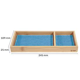 Schreibtisch Organizer Sigel Eyestyle, rechteckig, 2 Fächer, Textileinlagen aus Recycling PET, hellblau/dunkelgrau, B 245 x T 109 x H 25 mm, Bambusholz