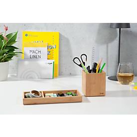 Schreibtisch Organizer Sigel Eyestyle, rechteckig, 2 Fächer, Textileinlagen aus Recycling PET, hellblau/dunkelgrau, B 245 x T 109 x H 25 mm, Bambusholz