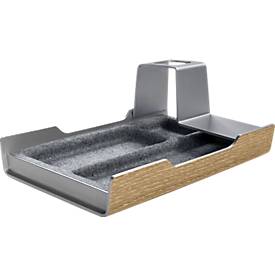 Schreibtisch Organizer sigel® smartstyle, 2 Fächer & 1 Stiftehalter, Kunstsoff/Acryl/Filz, Metallic-Holz-Optik
