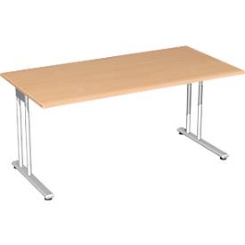 Schreibtisch PALENQUE, C-Fuß, Rechteck, B 1600 x T 800 x H 680-820 mm, Buche