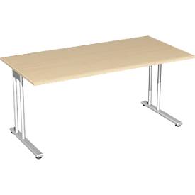 Schreibtisch PALENQUE, C-Fuß, Rechteck, B 1600 x T 800 x H 720 mm, Ahorn