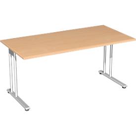 Schreibtisch PALENQUE, C-Fuß, Rechteck, B 1600 x T 800 x H 720 mm, Buche