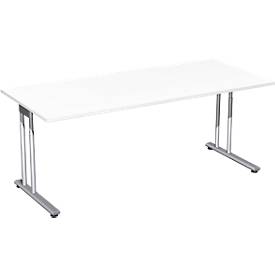 Schreibtisch PALENQUE, C-Fuß, Rechteck, B 1800 x T 800 x H 680-820 mm, weiß