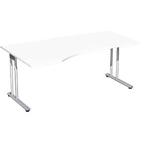 Schreibtisch PALENQUE, Freiform, Ansatz rechts, B 1800 x T 800/1000 x H 620-820 mm, diverse Dekore