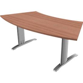 Schreibtisch PHENOR, Rundbogen-Panorama-Platte, C-Fuß, B 1800 x T 900 mm