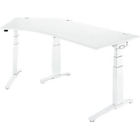 Schreibtisch PLANOVA ERGOSTYLE, C-Fuß, Ansatz rechts/links, zweist. elektr. höhenverstellbar, B 2165 mm
