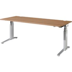 Schreibtisch PLANOVA ERGOSTYLE, C-Fuß, Rechteck, zweist. elektr. höhenverstellbar, B 1200-2000 mm