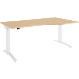 Schreibtisch PLANOVA ERGOSTYLE, mit Ansatz links/rechts, einst. elektr. höheneinstellbar, B 1800 mm
