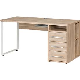 Schreibtisch Player, mit Schubladen, Kabeldurchlass & Kabelablage, Breite 1500 mm