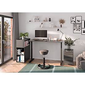 Schreibtisch Porto, elektrisch höhenverstellbar, T-Fuß, B 1400 x T 800 x H 720-1200 mm, graphit/schwarz + Memory-USB-Panel