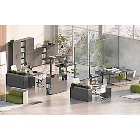 Schreibtisch Porto, elektrisch höhenverstellbar, T-Fuß, B 1600 x T 800 x H 720-1200 mm, graphit/schwarz + Memory-USB-Panel