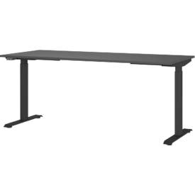 Schreibtisch Porto, elektrisch höhenverstellbar, T-Fuß, B 1800 x T 800 x H 720-1200 mm, graphit/schwarz + Memory-USB-Pan